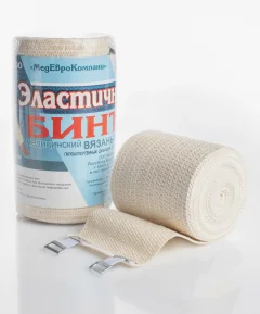 Бинт эластичный MEK Вязаный с лайкрой компрессионный ленточный средней растяжимости (0.1x3.5м) — фото 4