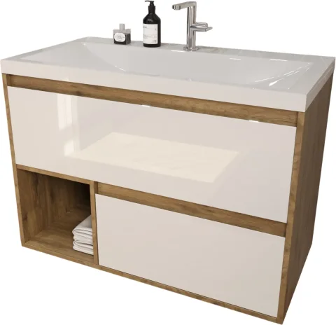 Тумба под умывальник Эстет Monaсo Wood 90х48 2 ящика / ФР-00010672