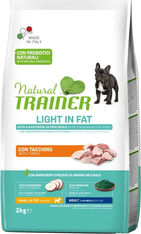 Сухой корм для собак Trainer Natural мелких и миниатюрных пород с избыточным весом с индейкой (2кг)