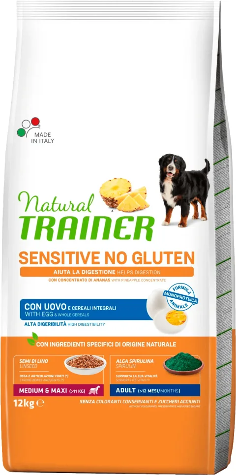 Сухой корм для собак Trainer Natural Sensitive No Gluten Medium&Maxi Adult с яйцом (12кг)