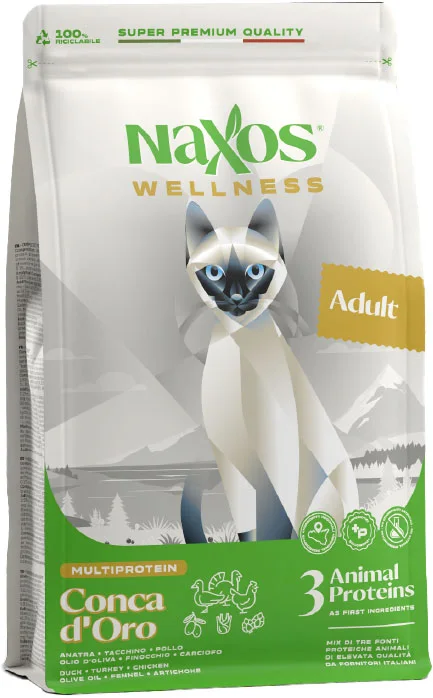 Сухой корм для кошек Adragna Naxos Wellness Adult утка, курица и индейка (300г)