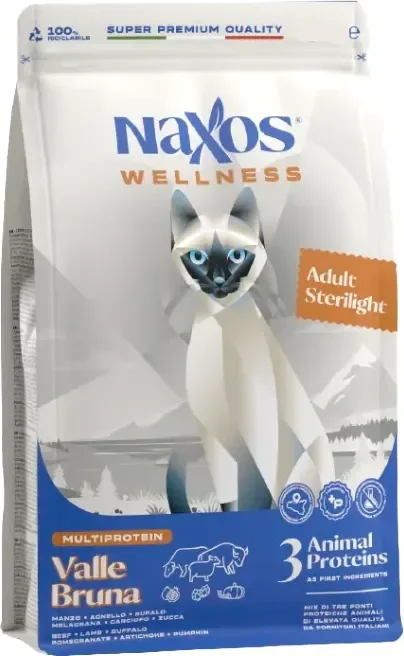Сухой корм для кошек Adragna Naxos Wellness Adult Стерилайт говядина, ягненок, буйвол (7кг)