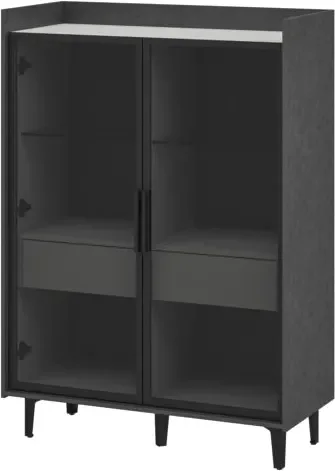 Шкаф с витриной ELVA Эссен NEM04HS-2V1S-930/400/1310 (29) (металл бруклин/лунный камень)