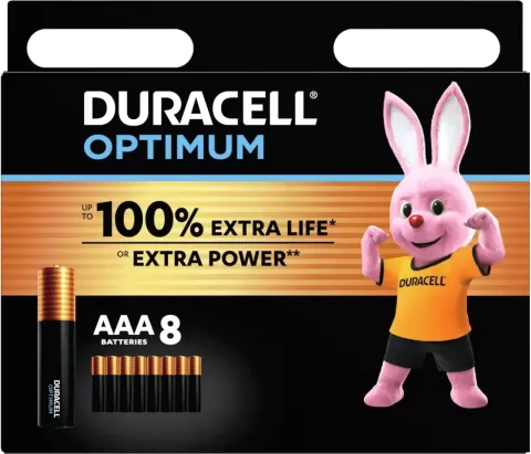 Комплект батареек Duracell Optimum AAA/LR03 MN 2400/8 Alkaline 1.5V (8шт)