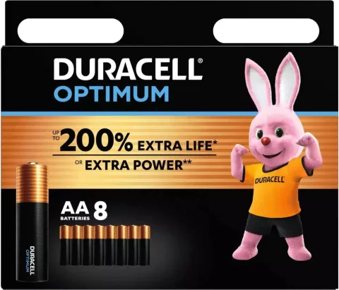 Комплект батареек Duracell Optimum AA/LR6 MN 1500/8 Alkaline 1.5V (8шт)