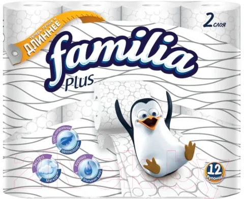 Туалетная бумага FAMILIA Plus Двухслойная (12рул, белый)