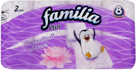 Туалетная бумага FAMILIA Plus белая двухслойная Волшебный цветок (8рул)