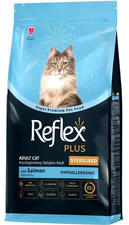 Сухой корм для кошек Reflex Plus Для стерилизованных кошек с лососем (8кг)