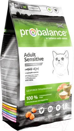 Сухой корм для кошек ProBalance Sensitive с курицей и рисом (1.8кг) — фото 1