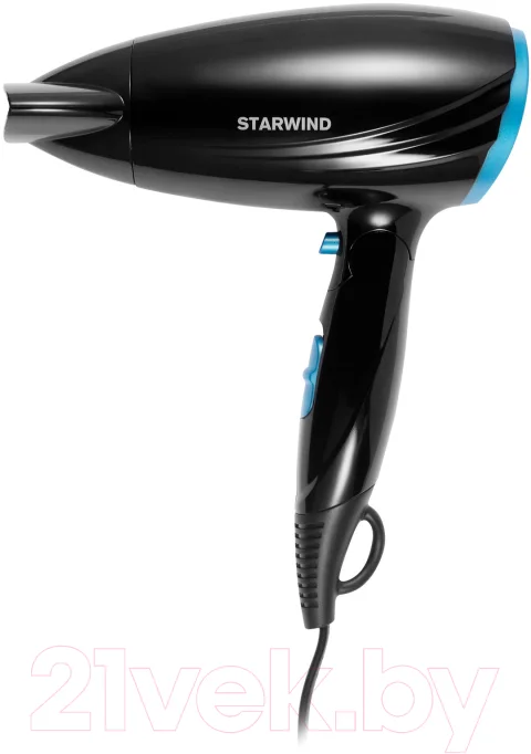Компактный фен StarWind SHD 7066 (черный/синий)