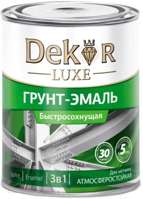Грунт-эмаль Dekor Sprint 3 в 1 быстросохнущая (900г, зеленый)