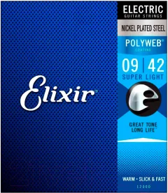 Струны для электрогитары Elixir Strings Super Light 12000 Polyweb 9-42 — фото 1