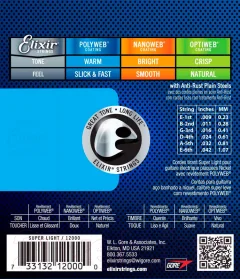 Струны для электрогитары Elixir Strings Super Light 12000 Polyweb 9-42 — фото 2