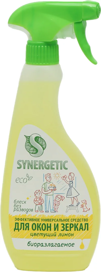Средство для мытья стекол Synergetic Биоразлагаемое. Цветущий лимон (500мл)