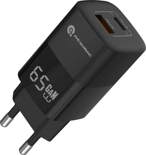 Адаптер питания сетевой Atomic UniQ G651 GAN 65W USB A+C / 10.189 (черный)