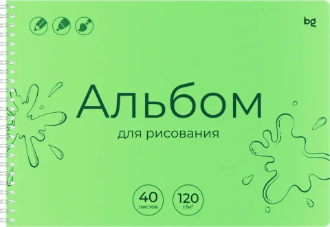 Альбом для рисования BG UniTone. Green А4 / АР4гр40_пл 06073 (40л)