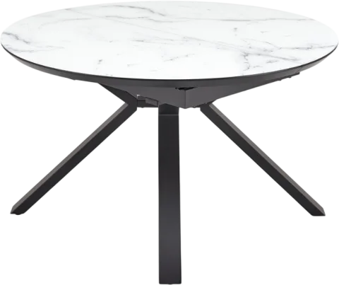 Обеденный стол Halmar Vertigo 130-180x130x76 (белый мрамор/черный)