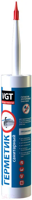 Герметик акриловый VGT Санитарный для наружных и внутренних работ (400г, белый)