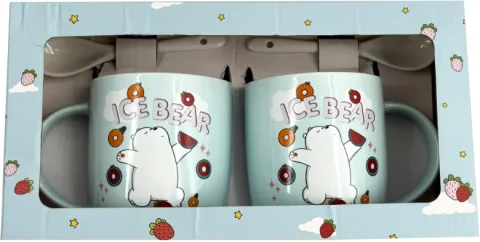 Набор кружек с ложками Miniso We Bare Bears Collection / 5533