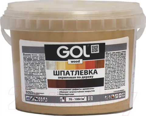 Шпатлевка готовая GOL Wood Мастер по дереву акриловая (650г, лиственница)