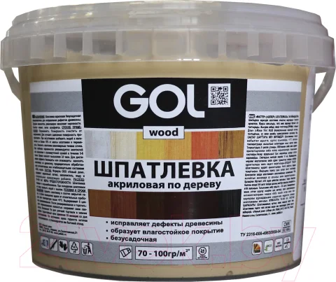 Шпатлевка готовая GOL Wood Мастер по дереву акриловая (650г, сосна)
