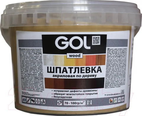 Шпатлевка готовая GOL Wood Мастер по дереву акриловая (650г, темный дуб)