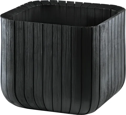 Кашпо Keter Wood Look Cube Planter M / 230225 (графитовый)