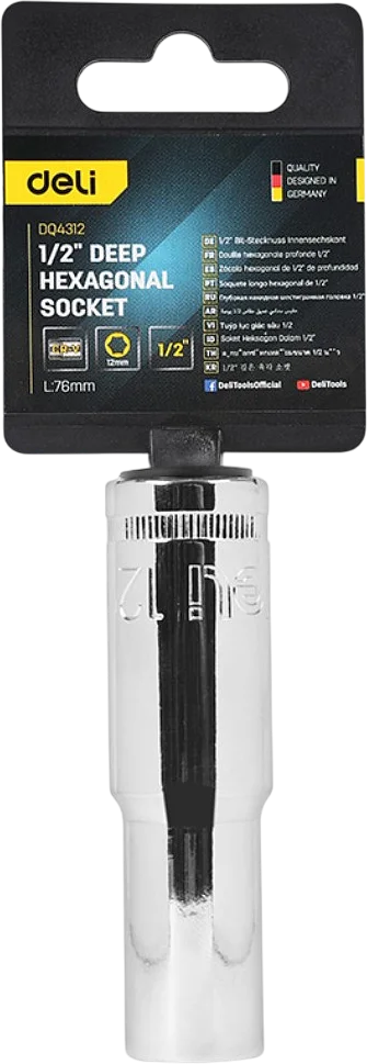 Головка слесарная Deli Торцевая шестигранная глубокая YS EDQ4312 (1/2", 12мм)